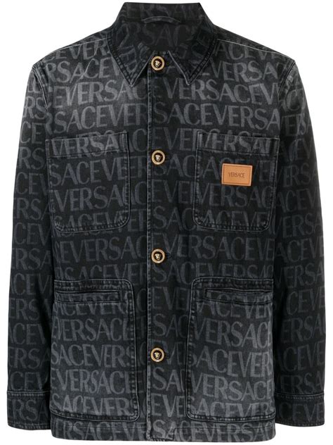 versace all over jacket|versace denim jacket women's.